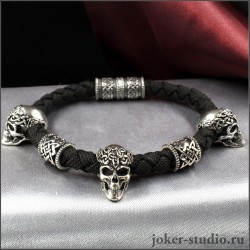 КОНХОБАР МУЖСКОЙ БРАСЛЕТ из ЧЕРНОГО ПАРАКОРДА с ШАРМАМИ СВАРОГА