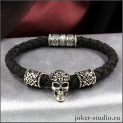 КОНХОБАР МУЖСКОЙ БРАСЛЕТ из ПАРАКОРДА РУЧНОЙ РАБОТЫ с ЧЕРЕПОМ И ЗВЕЗДОЙ РУСИ